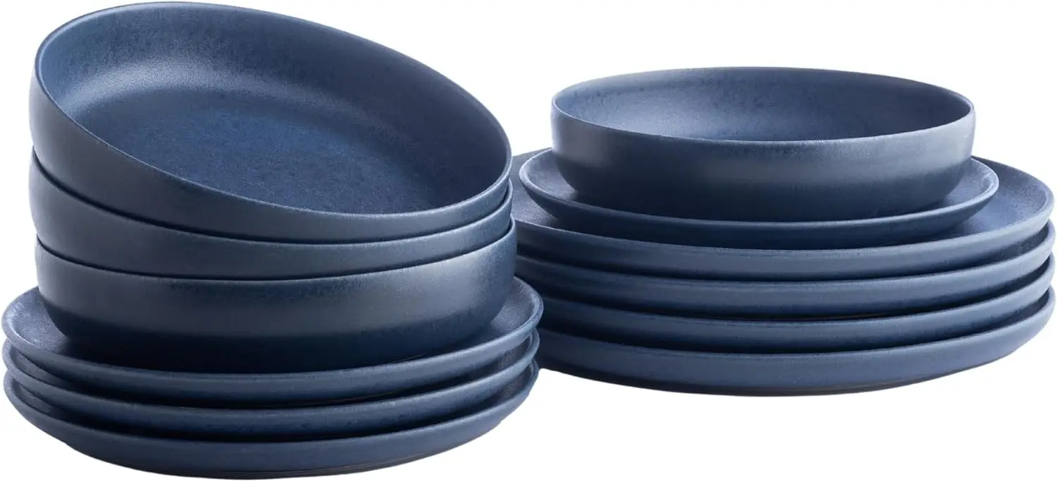 12-Piece Premium Kitchen & Dining Dinnerware Set Stoneware, Blue Matte, Crafted in Portugal, Dishwasher and Microwave Safe Scrat
12-Piece Premium Kitchen & Dining Dinnerware Set Stoneware, Blue Matte, Crafted in Portugal, Dishwasher and Microwave Safe Scrat