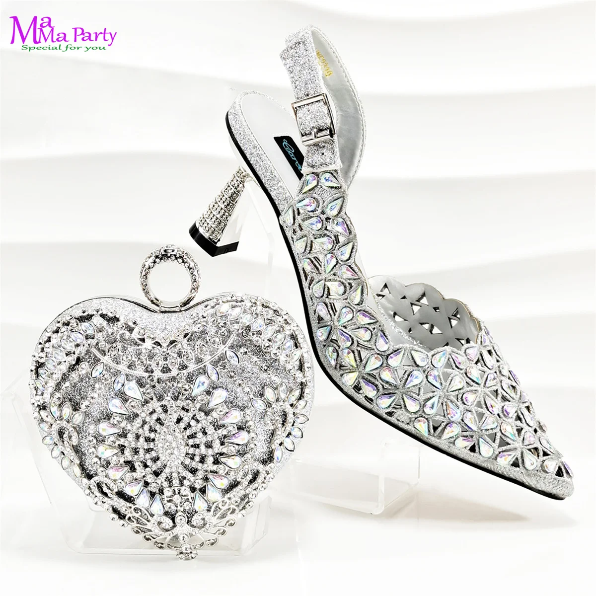 Silver Color Spring INS Hot Sale Italian Women Mature Style Shoes Matching Bag Set Pointed Toe with Small Bag for Party
Silver Color Spring INS Hot Sale Italian Women Mature Style Shoes Matching Bag Set Pointed Toe with Small Bag for Party