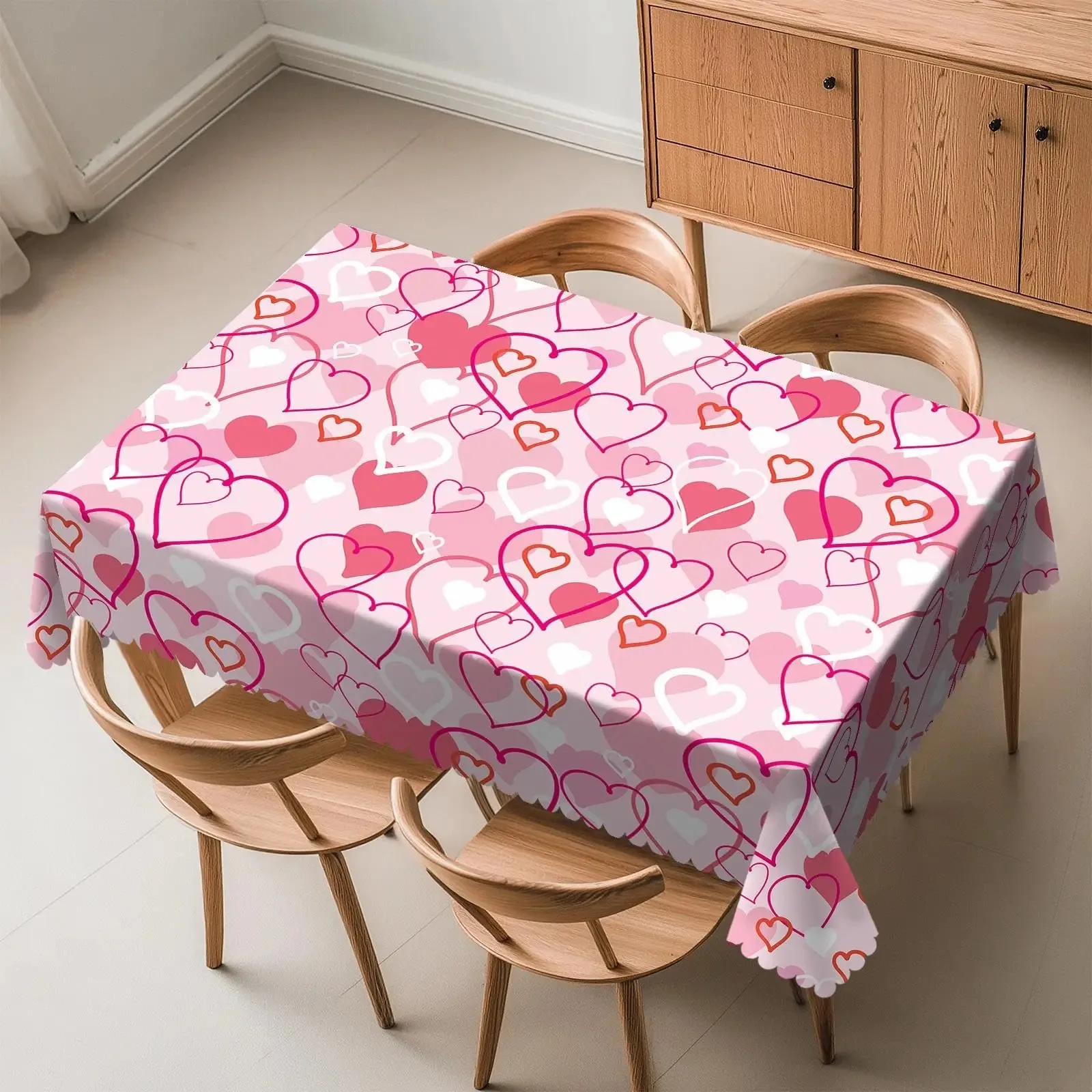 Romantic Heart Waterproof Polyester Tablecloth 2D Flat Printed Pink Love Table Cover For Dining Room Kitchen Party Decor
Romantic Heart Waterproof Polyester Tablecloth 2D Flat Printed Pink Love Table Cover For Dining Room Kitchen Party Decor