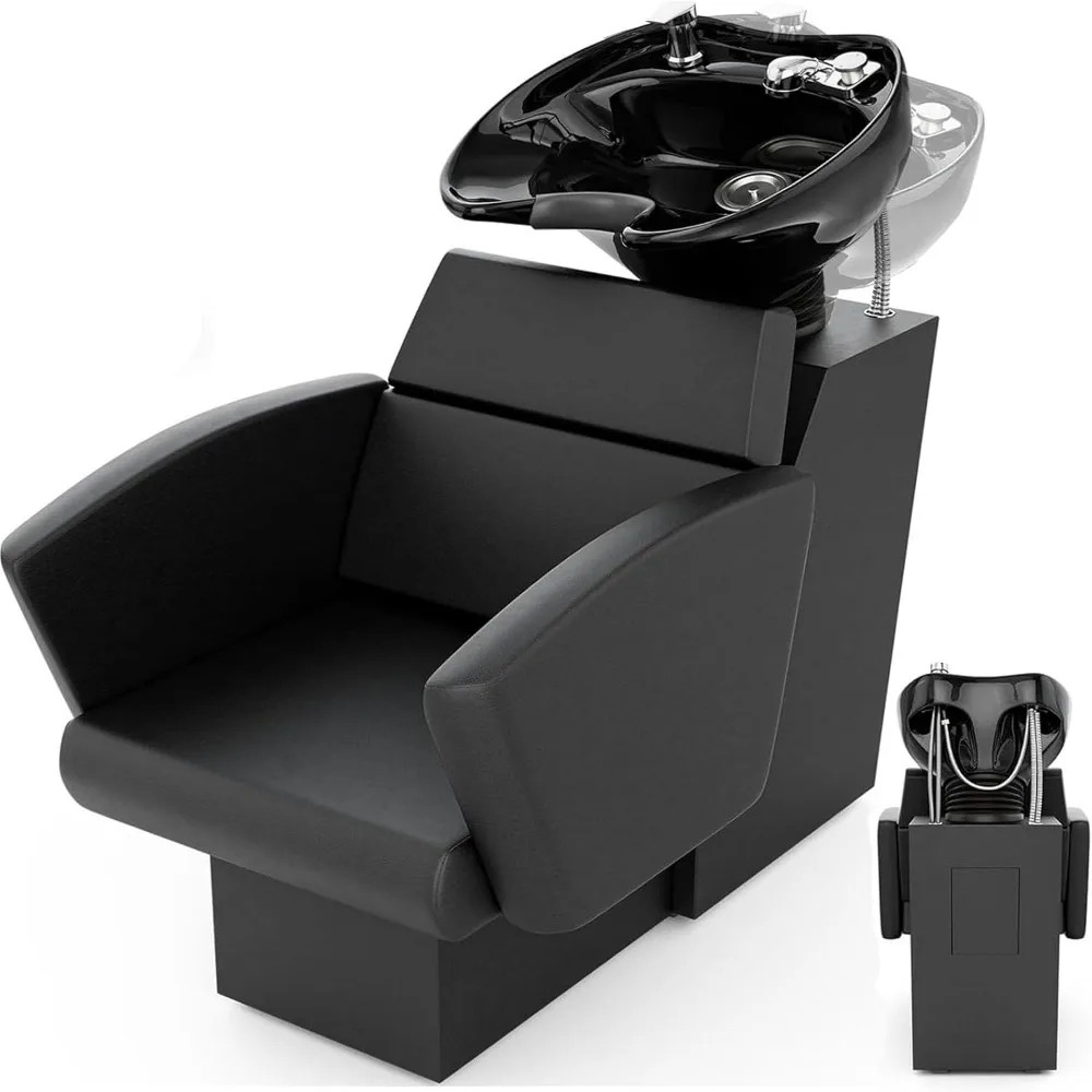 Shampoo Bowl and Chair Set for Salon, Deep Porcelain Tilting Salon Sinks for Hair Stylist, Backwash Shampoo Stations for Barber,
Shampoo Bowl and Chair Set for Salon, Deep Porcelain Tilting Salon Sinks for Hair Stylist, Backwash Shampoo Stations for Barber,