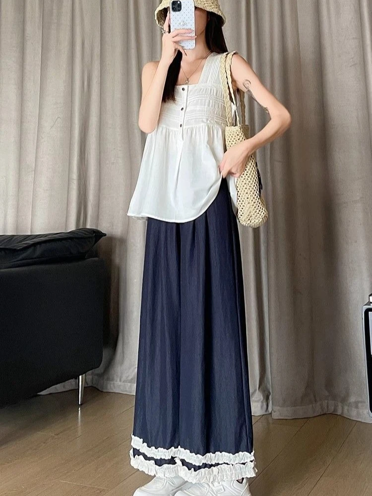 Women's Summer Wide-leg Pants Double-layer Lace Patchwork Thin Loose Petite Slimming Versatile 2026 New Style
Women's Summer Wide-leg Pants Double-layer Lace Patchwork Thin Loose Petite Slimming Versatile 2026 New Style