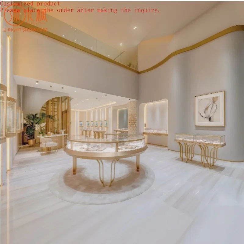 Custom.Customizable Gold - Toned Jewelry Display Cabinets with Curved Bases Full - Store Custom Design Solutions for Jewelry Ca
Custom.Customizable Gold - Toned Jewelry Display Cabinets with Curved Bases Full - Store Custom Design Solutions for Jewelry Ca