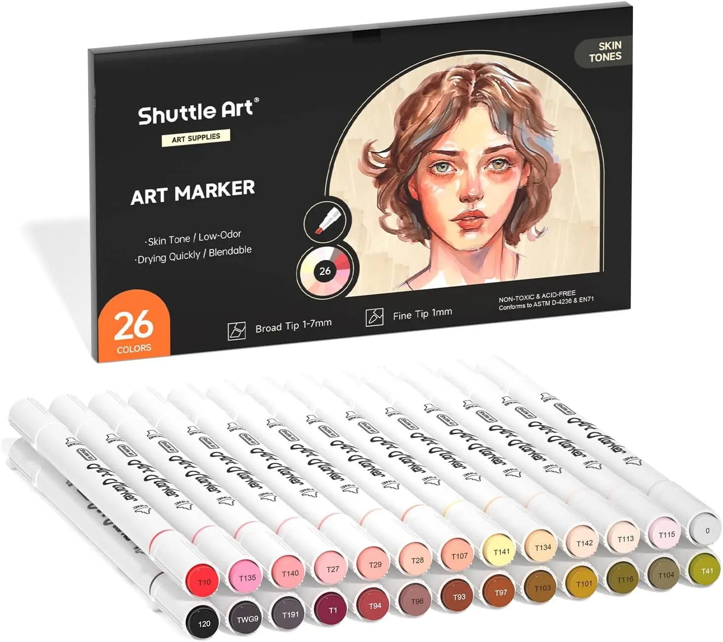 26 Colors Skin Tone & Hair Art Markers, Dual Tip Alcohol Based Marker Pen Set with Blender for Portrait, Comic, Anime, Manga
26 Colors Skin Tone & Hair Art Markers, Dual Tip Alcohol Based Marker Pen Set with Blender for Portrait, Comic, Anime, Manga