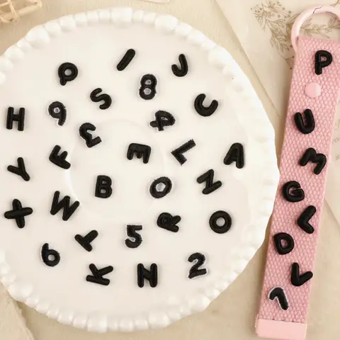 1.2cm New Embroidery Patch Sticker Black Alphanumeric DIY Name Phone Patches Shoe Hat Keychain Backpack Manualidades Accessories