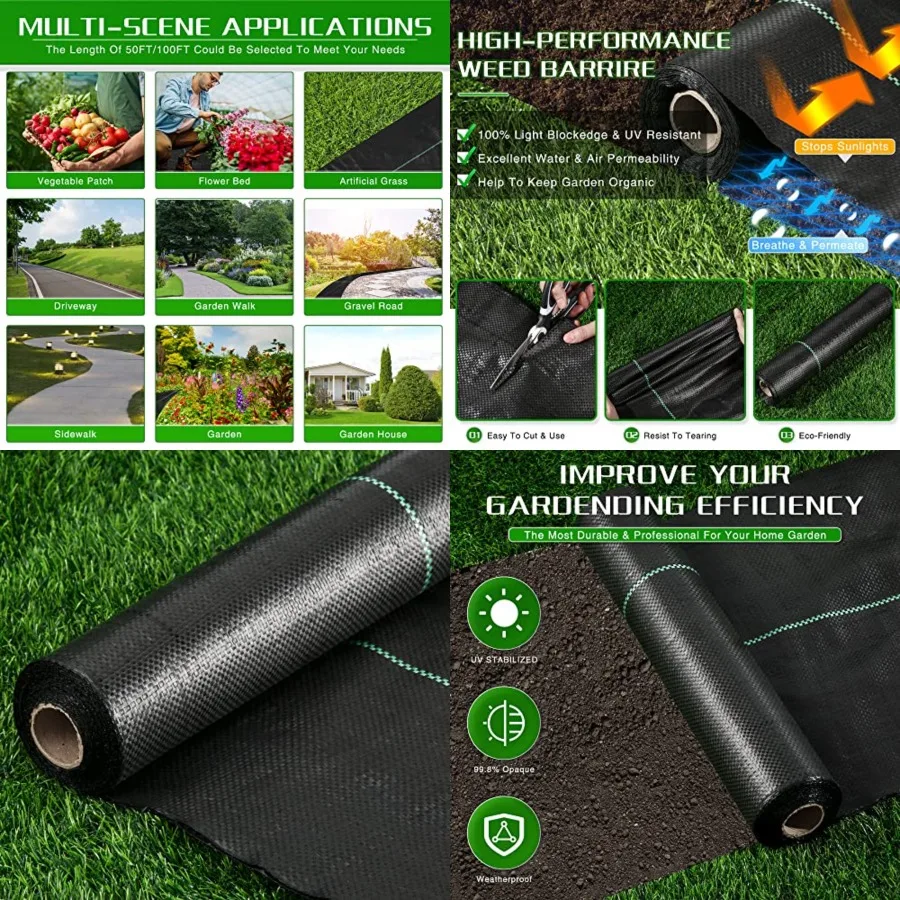 Weed Barrier Landscape Fabric Heavy Duty, 2.6FT x 200Feet Thicken Garden Blocker Fabric Weed Mats, Weed Control Garden Cloth, W
Weed Barrier Landscape Fabric Heavy Duty, 2.6FT x 200Feet Thicken Garden Blocker Fabric Weed Mats, Weed Control Garden Cloth, W