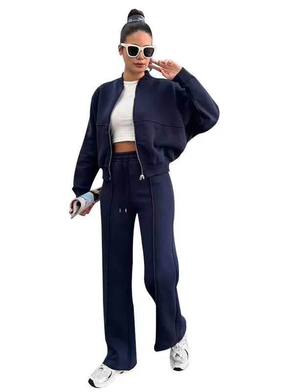 Spring Autumn Winter New Sle Pure Color Fce Lined Zipper Open Cardigan Women's Faion Casual Straight Leg Pants Sport Set
Spring Autumn Winter New Sle Pure Color Fce Lined Zipper Open Cardigan Women's Faion Casual Straight Leg Pants Sport Set