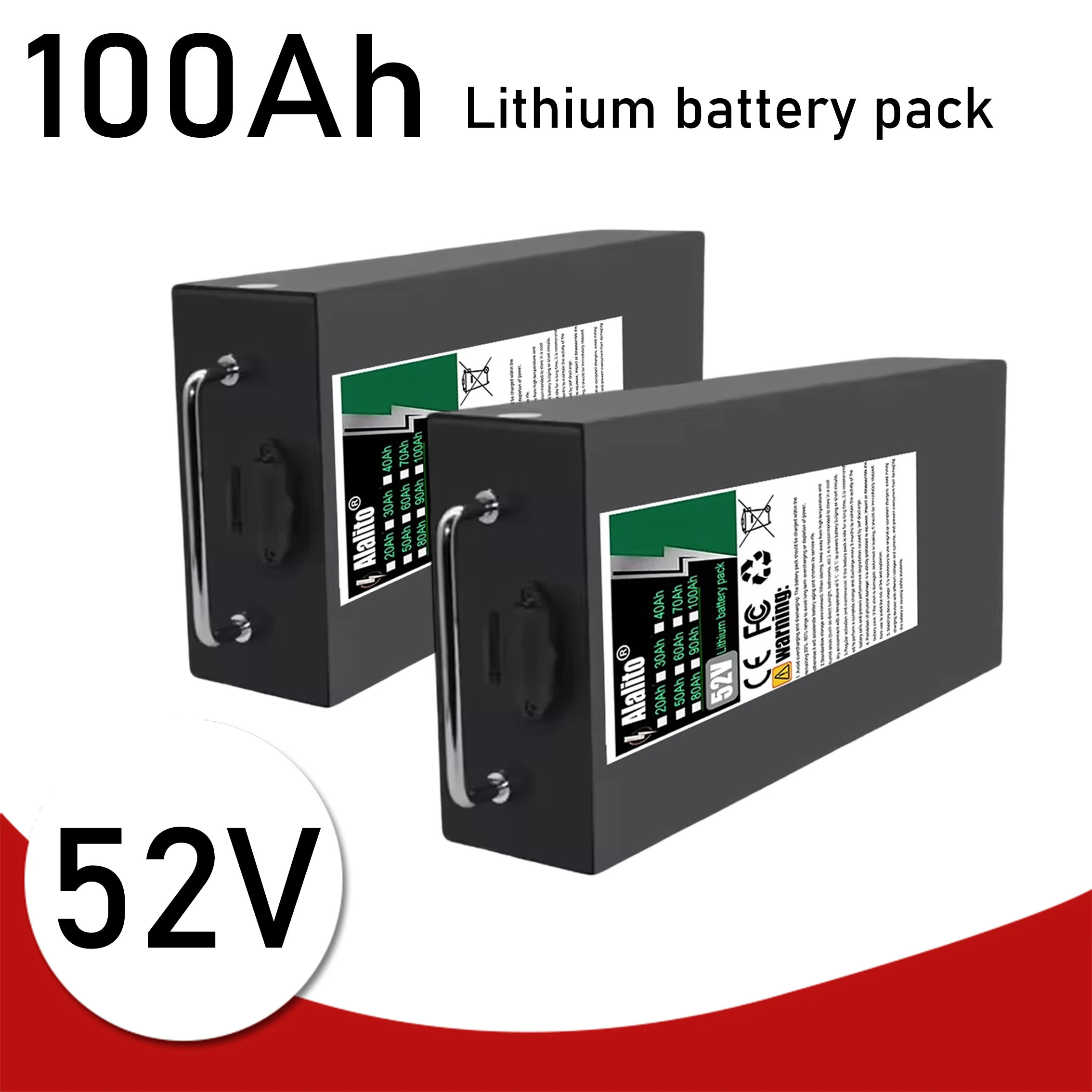 For Ha Battery 52V 100Ah, 18650 Lithium ion Battery Pack, For 250-2000W Equipment Motor, Multiple Capacity Options
For Ha Battery 52V 100Ah, 18650 Lithium ion Battery Pack, For 250-2000W Equipment Motor, Multiple Capacity Options