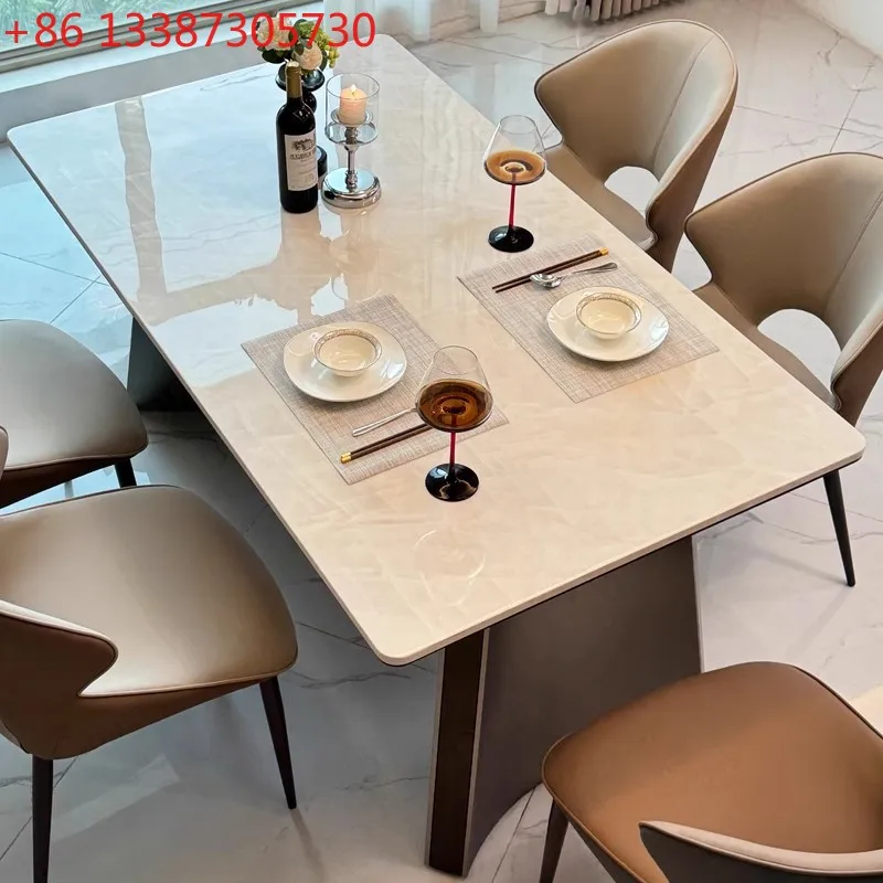 Luxury stone Milan white jade dining table high-end rectangular household dining table
Luxury stone Milan white jade dining table high-end rectangular household dining table