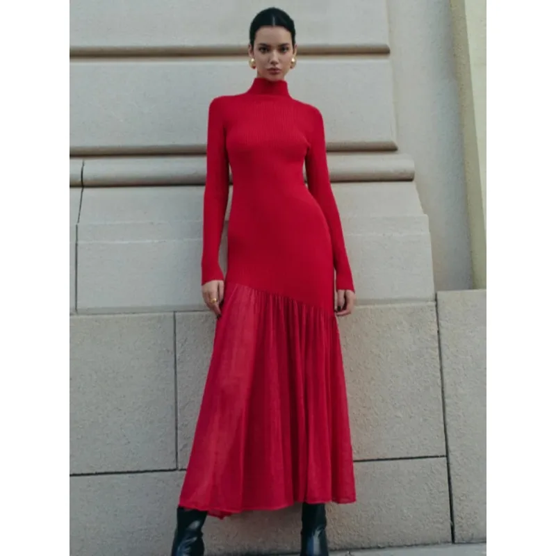 Женское однотонное длинное платье с длинными рукавами и вставками, модное, с высоким воротником, элегантное, весна-осень 2026, для вечерних мероприятий, верхняя одежда
Женское однотонное длинное платье с длинными рукавами и вставками, модное, с высоким воротником, элегантное, весна-осень 2026, для вечерних мероприятий, верхняя одежда