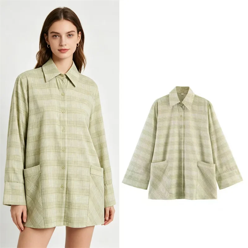 Women's Linen Plaid Button Down Shirt Long Sleeve Casual Loose Fit Blouse with Pockets
Women's Linen Plaid Button Down Shirt Long Sleeve Casual Loose Fit Blouse with Pockets