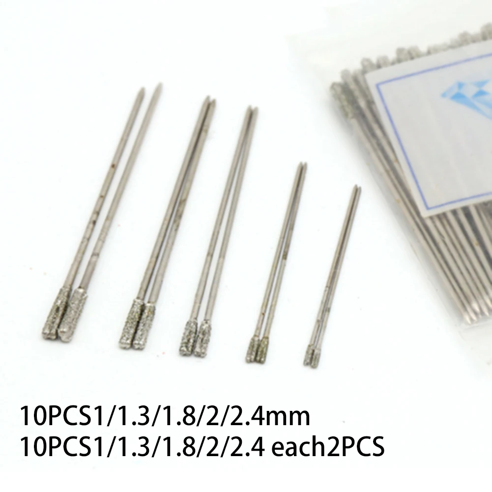 10Pcs Set Diamond Coated Tipped Drill Bits 1/1.3/1.8/2/2.4mm Fit Jade/Agate/Crystal/Jewelry/Ceramics/Glass Drilling Accessories
10Pcs Set Diamond Coated Tipped Drill Bits 1/1.3/1.8/2/2.4mm Fit Jade/Agate/Crystal/Jewelry/Ceramics/Glass Drilling Accessories