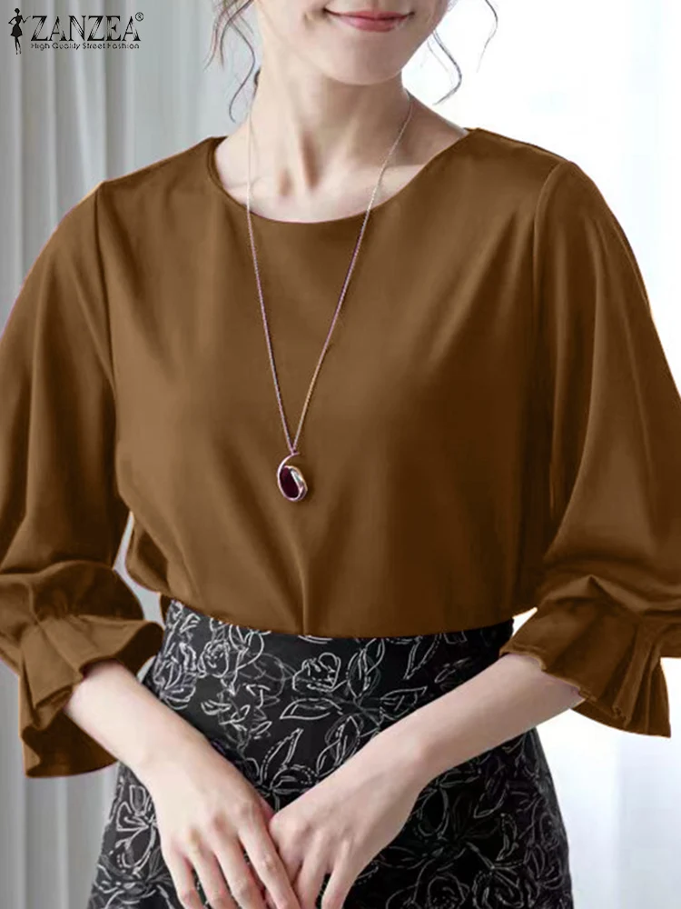 2025 Summer 3/4 Sleeve Shirts ZANZEA Women Solid Office Blouse Fashion Korean Round Neck Tunics Tops Holiday Commuting Blusas
2025 Summer 3/4 Sleeve Shirts ZANZEA Women Solid Office Blouse Fashion Korean Round Neck Tunics Tops Holiday Commuting Blusas