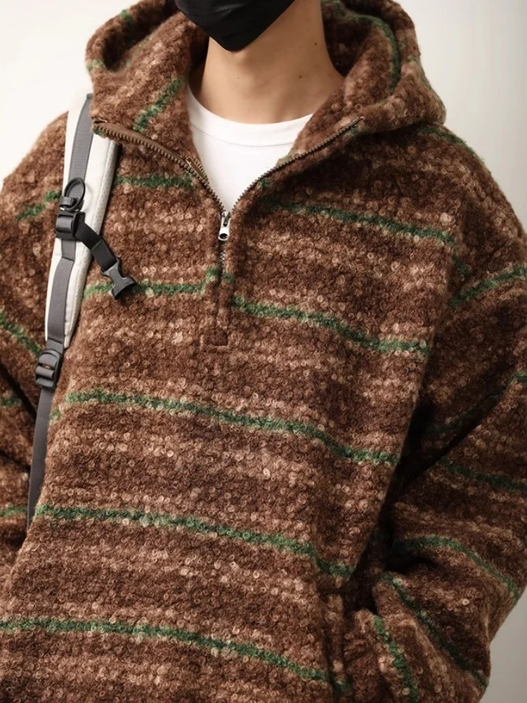 Autumn Winter Thickened Woolen Hoodie Men's Casual Loose Fit Stripe Patterned Sweatshirt Jacket Youth Trend Polyester Fabric
Autumn Winter Thickened Woolen Hoodie Men's Casual Loose Fit Stripe Patterned Sweatshirt Jacket Youth Trend Polyester Fabric