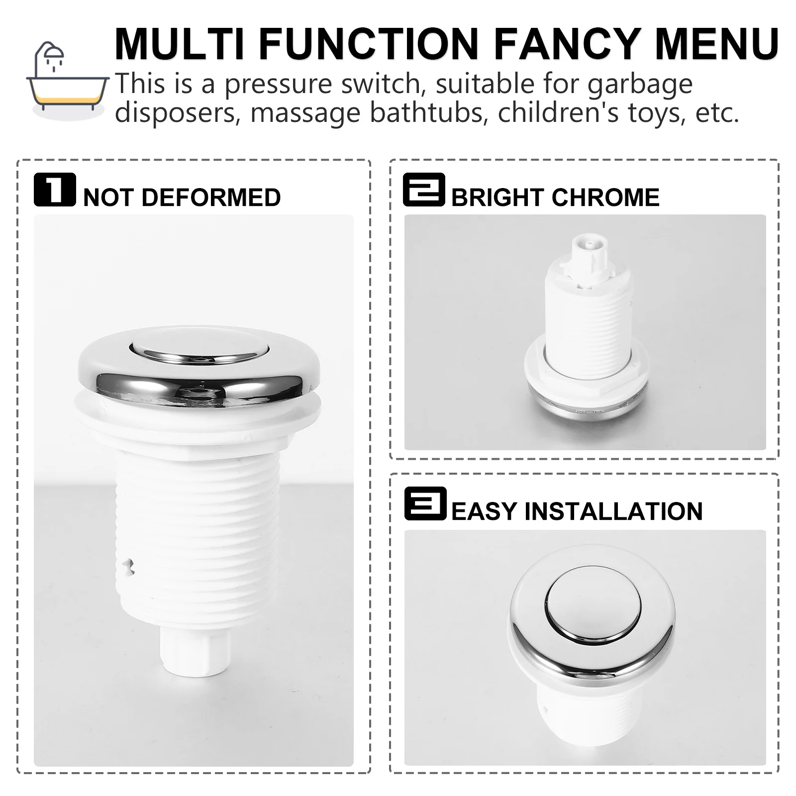 1 шт., сменный переключатель давления, кнопка воздуха для спа-ванны, прочное силиконовое уплотнение из нержавеющей стали 304, многофункциональная ванная комната
1 шт., сменный переключатель давления, кнопка воздуха для спа-ванны, прочное силиконовое уплотнение из нержавеющей стали 304, многофункциональная ванная комната
