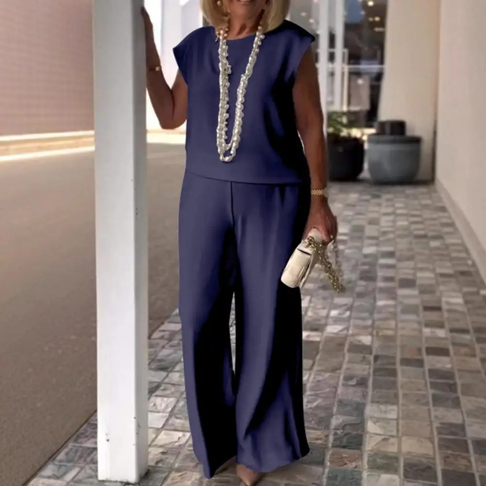 Women's Casual T-shirt Pants Set Solid Color Spring/summer O Collar Sleeveless Blouse Loose Wide Leg Pants Women's Wear
Women's Casual T-shirt Pants Set Solid Color Spring/summer O Collar Sleeveless Blouse Loose Wide Leg Pants Women's Wear