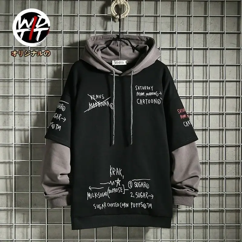 Spring /Autumn Men's Sweater Retro Mock Two-Piece Hooded Korean Hip Hop Print Sweatshirt Loose Hoodie Male Fleece Padded Jacket
Spring /Autumn Men's Sweater Retro Mock Two-Piece Hooded Korean Hip Hop Print Sweatshirt Loose Hoodie Male Fleece Padded Jacket