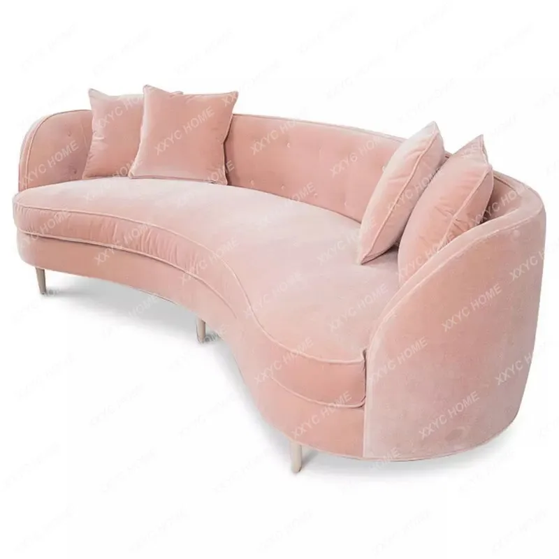 Velvet pink buckle sofa fabric double triple hall hotel cafe reception curved sofa
Velvet pink buckle sofa fabric double triple hall hotel cafe reception curved sofa