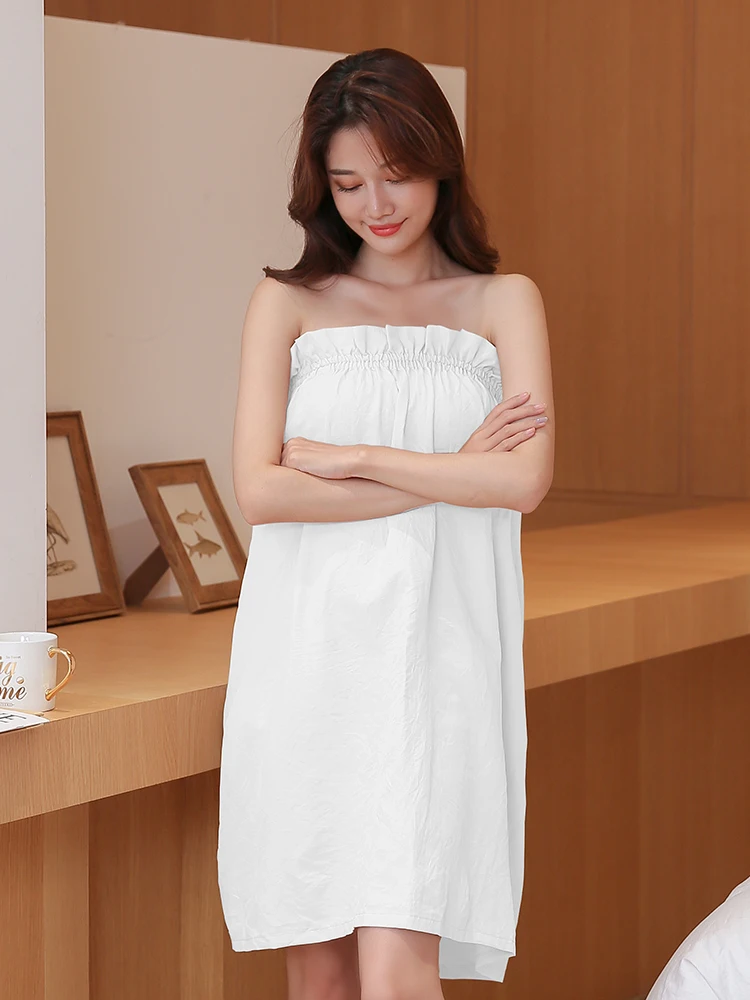 Non-Cotton Thin Wrap Chest Nightgown Beau Salon Bath Skirt Women's Home Wear Polyester Fiber Massage Suit Guest Clothes
Non-Cotton Thin Wrap Chest Nightgown Beau Salon Bath Skirt Women's Home Wear Polyester Fiber Massage Suit Guest Clothes