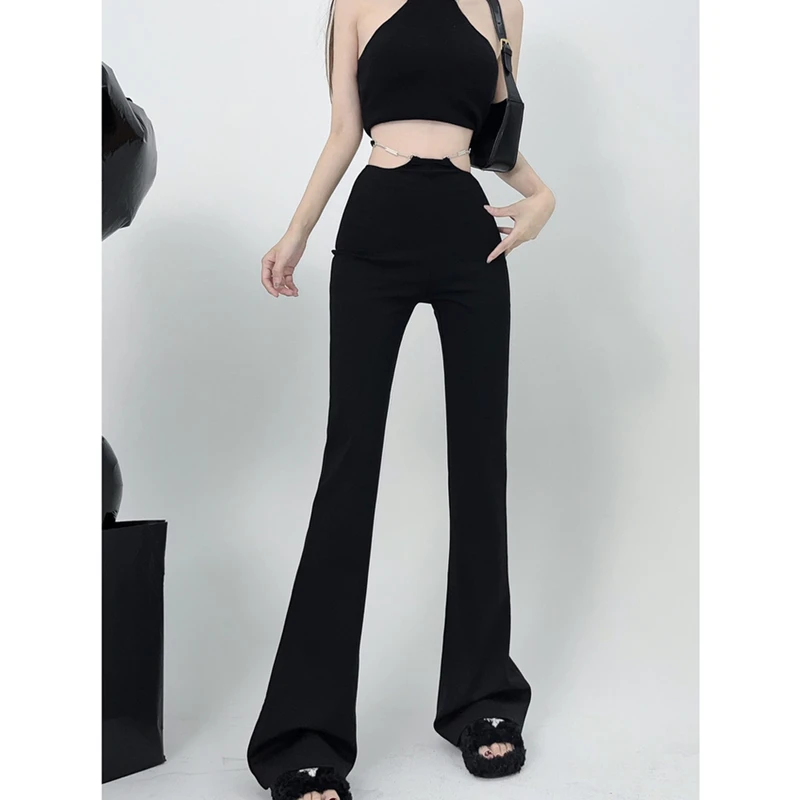 Black Women's Clothing Vintage Straight Flare Bottoms Irregular Chain Hollow Out High Waist Autumn New Fashion Leisure Trousers
Black Women's Clothing Vintage Straight Flare Bottoms Irregular Chain Hollow Out High Waist Autumn New Fashion Leisure Trousers