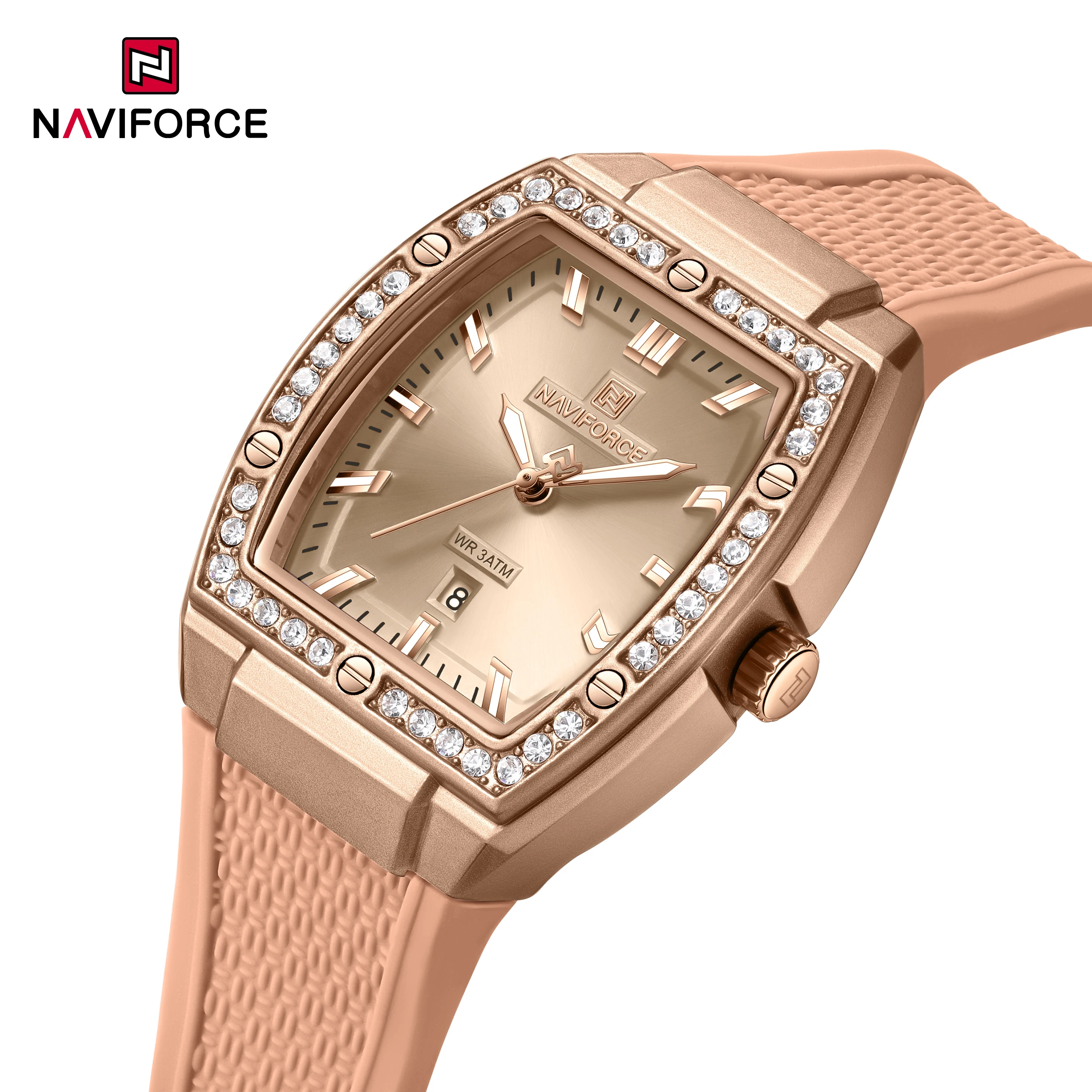 NAVIFORCE NF5071 Elegant Quartz Watch Luminous Date Display 3ATM Water Resistant Silicone Strap Watches for Woman
NAVIFORCE NF5071 Elegant Quartz Watch Luminous Date Display 3ATM Water Resistant Silicone Strap Watches for Woman