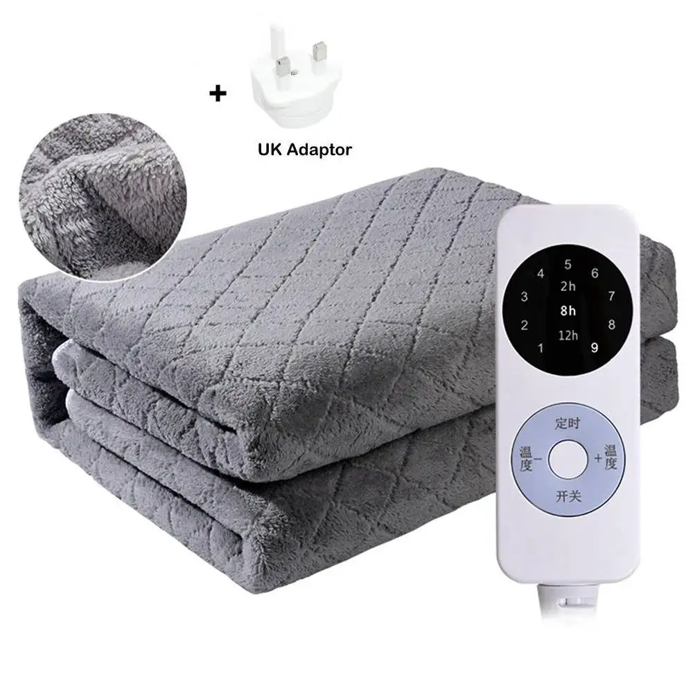 Electric Heated Blanket 9 Heat Settings 2/8/12h Timer 180x120cm 110W 220V 50Hz Flannel Material Overheat Protection UK Adapter
Electric Heated Blanket 9 Heat Settings 2/8/12h Timer 180x120cm 110W 220V 50Hz Flannel Material Overheat Protection UK Adapter