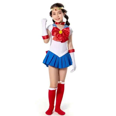 Anime Tsukino Usagi Costume Cosplay per bambini ragazze vestito carino calzini guanti copricapo Sailor Suit Halloween Carnival Party Clohtes