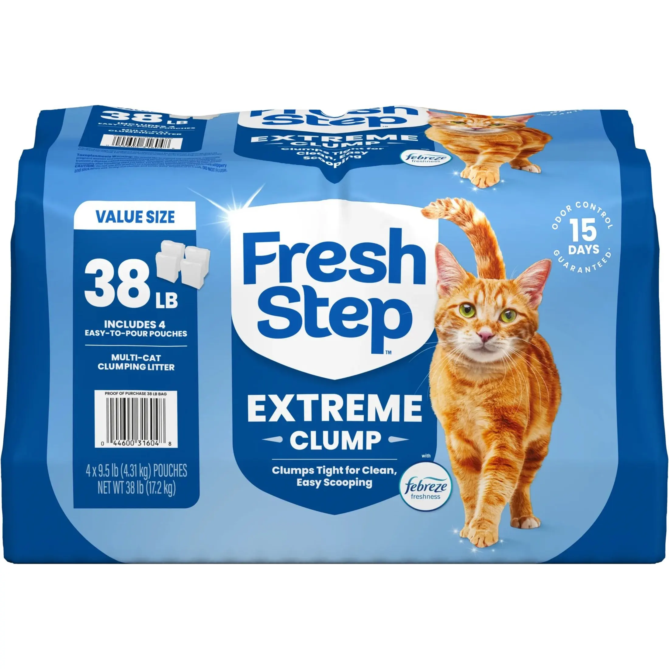 Extreme Clump Multi Cat Clumping Litter with Febreze Freshness, 38 lb Total, Easy Pour Pouches (4 Pack)
Extreme Clump Multi Cat Clumping Litter with Febreze Freshness, 38 lb Total, Easy Pour Pouches (4 Pack)