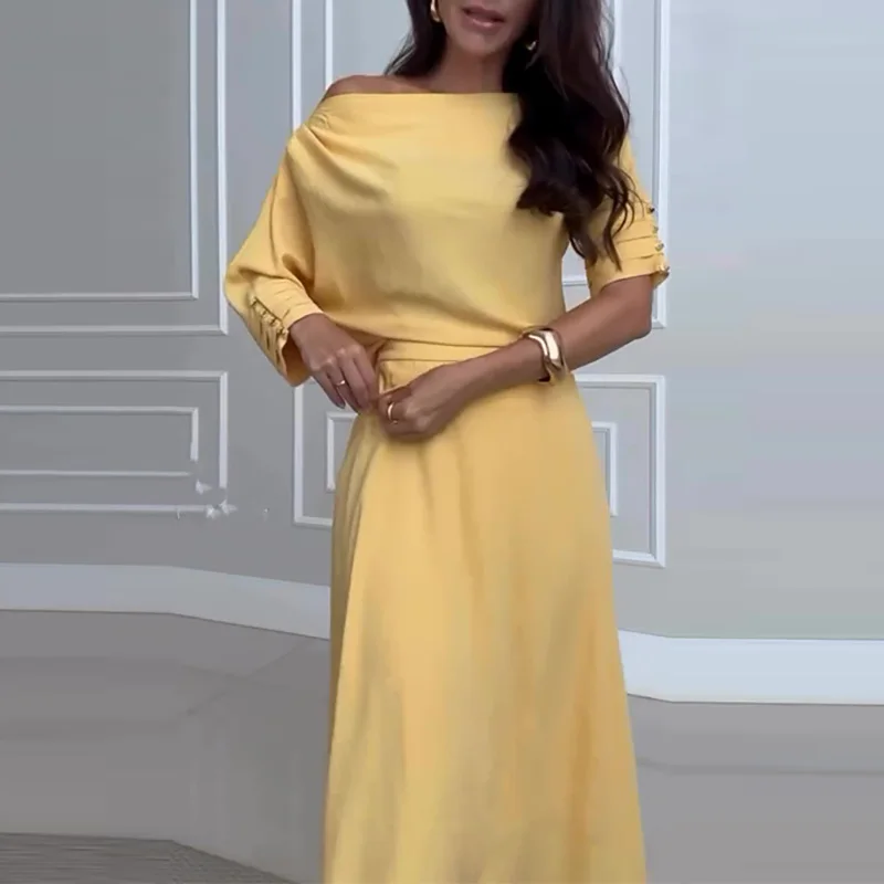 Solid Color Skew Collar Tops & Half Skirts Suits Women Casual Loose Long Sleeved Tops Two Piece Sets Elegant Commuting Outfits
Solid Color Skew Collar Tops & Half Skirts Suits Women Casual Loose Long Sleeved Tops Two Piece Sets Elegant Commuting Outfits