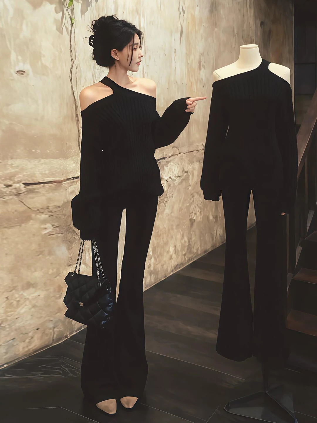 Retro Bla Off-oulder Knitted Sweater Women's Autumn Winter Lazy Sle Pure Desire Ne Hanging oulder Long Sve Top
Retro Bla Off-oulder Knitted Sweater Women's Autumn Winter Lazy Sle Pure Desire Ne Hanging oulder Long Sve Top