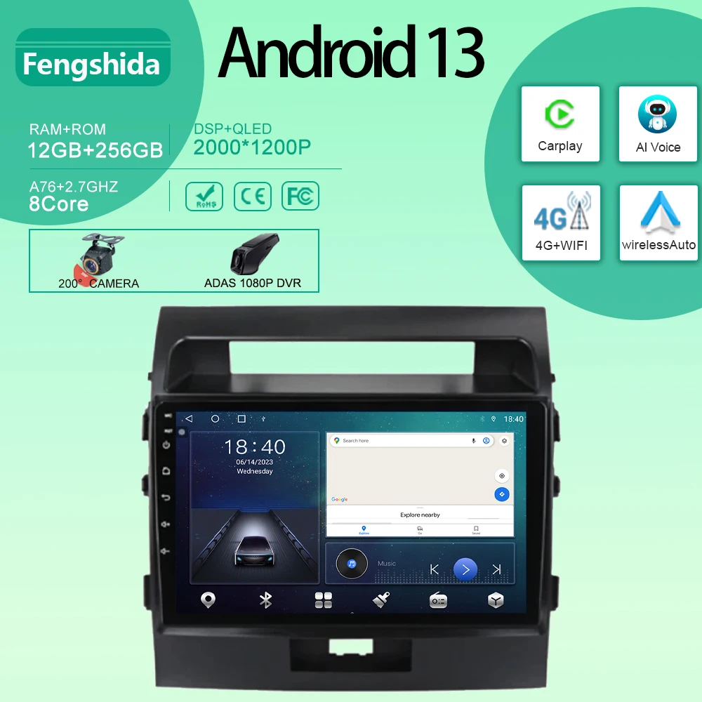 Android Car For Toyota Land Cruiser 11 200 2007 - 2015 Autoradio Carplay Multimedia Player Video Stereo Navigation GPS No 2 din
Android Car For Toyota Land Cruiser 11 200 2007 - 2015 Autoradio Carplay Multimedia Player Video Stereo Navigation GPS No 2 din