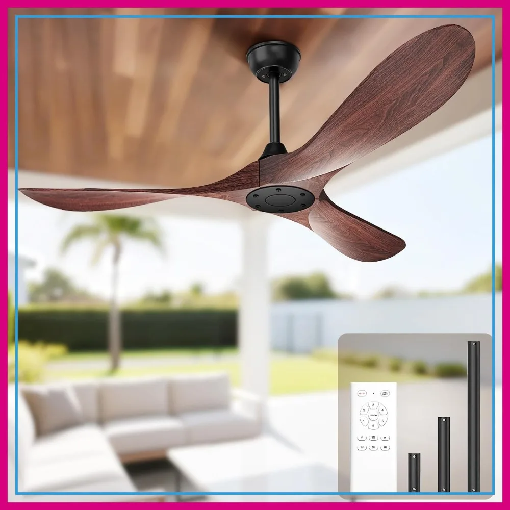 52 Inch Ceiling Fan Without Lights, Walnut Finish | Outdoor Fan with Remote, 6-Speed Reversible DC Motor for Patio & Living Room
52 Inch Ceiling Fan Without Lights, Walnut Finish | Outdoor Fan with Remote, 6-Speed Reversible DC Motor for Patio & Living Room