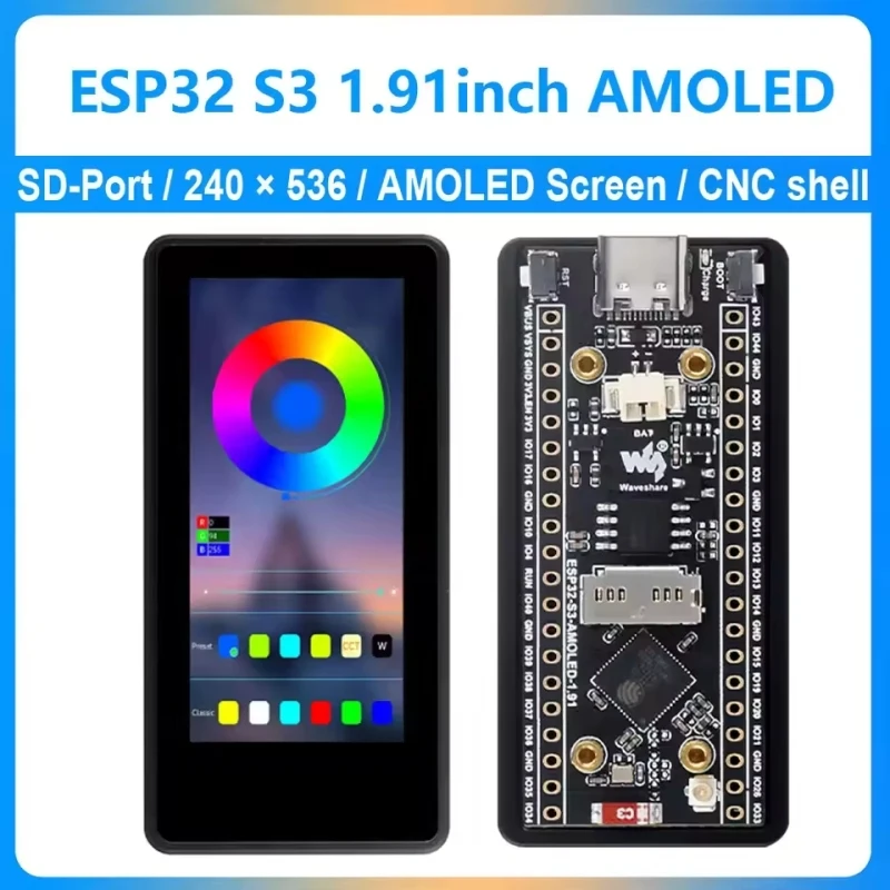 ESP32 S3 1.91inch AMOLED Display Screen With WIFI/16MB Flash/8MB PSRAM LVGL With-Port/ QMI8658C 6-Axis Sensor
ESP32 S3 1.91inch AMOLED Display Screen With WIFI/16MB Flash/8MB PSRAM LVGL With-Port/ QMI8658C 6-Axis Sensor