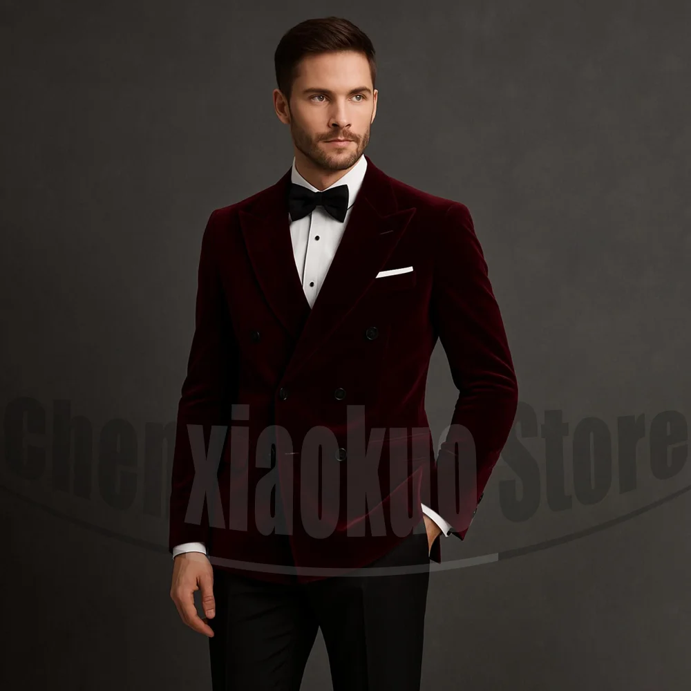 Мужской костюм бордового цвета, бархатный двубортный пиджак с черными брюками, формальный комплект смокинга, наряд для свадьбы, жениха, выпускного вечера, комплект из 2 предметов
Мужской костюм бордового цвета, бархатный двубортный пиджак с черными брюками, формальный комплект смокинга, наряд для свадьбы, жениха, выпускного вечера, комплект из 2 предметов