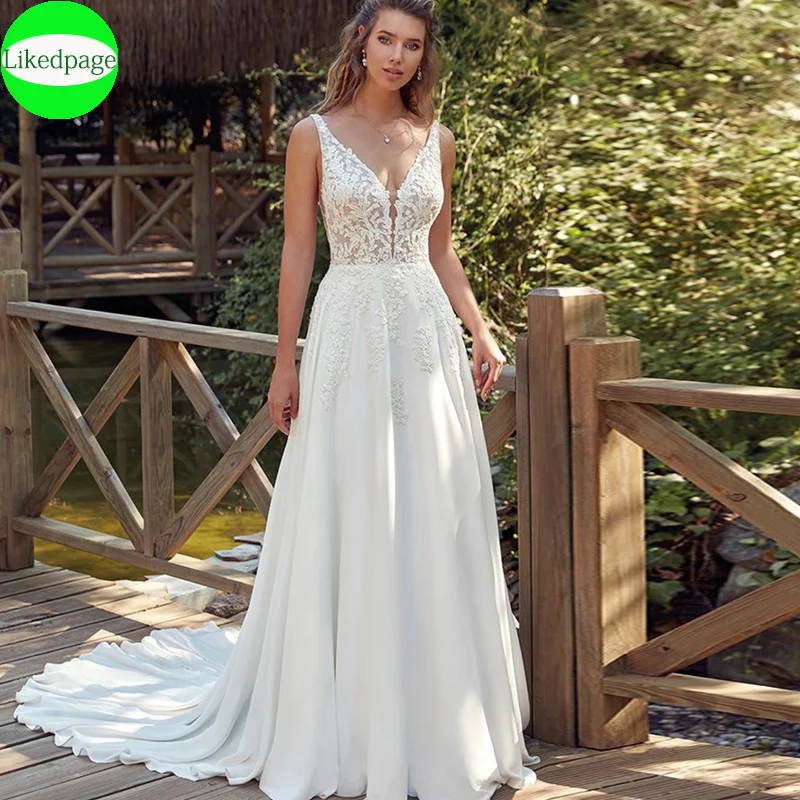 Boho Wedding Dresses For Women 2023 V-Neck Appliques Backless Bridal Gown With Button Vestidos De Novia Custom Made
Boho Wedding Dresses For Women 2023 V-Neck Appliques Backless Bridal Gown With Button Vestidos De Novia Custom Made