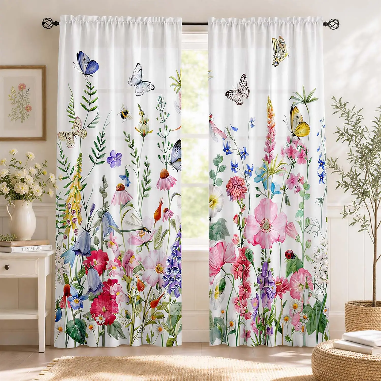 Floral Living Room Curtains 84 Inches Long Purple Pink Flowers Botanical Light Filtering Curtains for Bedroom Green Leaves Plant
Floral Living Room Curtains 84 Inches Long Purple Pink Flowers Botanical Light Filtering Curtains for Bedroom Green Leaves Plant