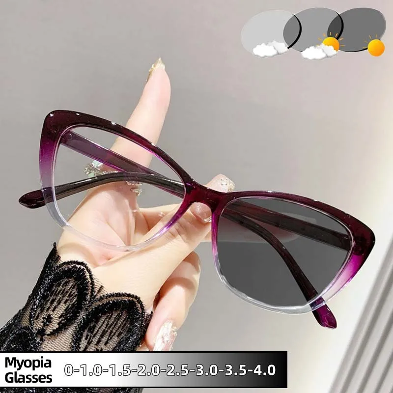 Photochromic Myopia Glasses Women Fashion HD Blue Light Blocking Eyewear Men Ultra Light Eye Protection Eyewear 0 To -4.0
Photochromic Myopia Glasses Women Fashion HD Blue Light Blocking Eyewear Men Ultra Light Eye Protection Eyewear 0 To -4.0