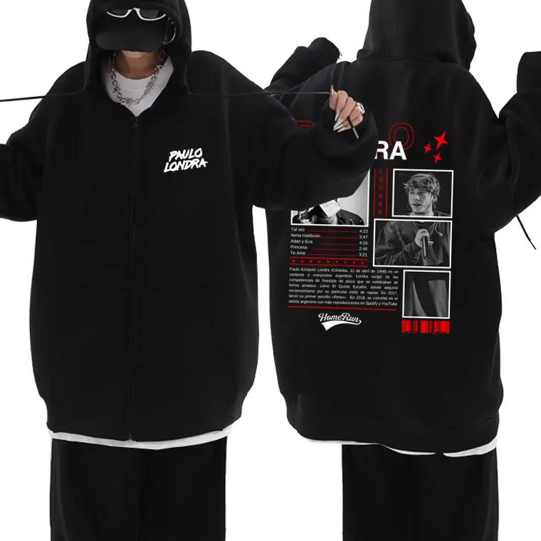Rapper Paulo Londra Homerun Graphic Zipper Hoodie Men Women Hip Hop Vintage Zip Up Jacket Male Fleece Oversized Zip Up Hoodies
Rapper Paulo Londra Homerun Graphic Zipper Hoodie Men Women Hip Hop Vintage Zip Up Jacket Male Fleece Oversized Zip Up Hoodies