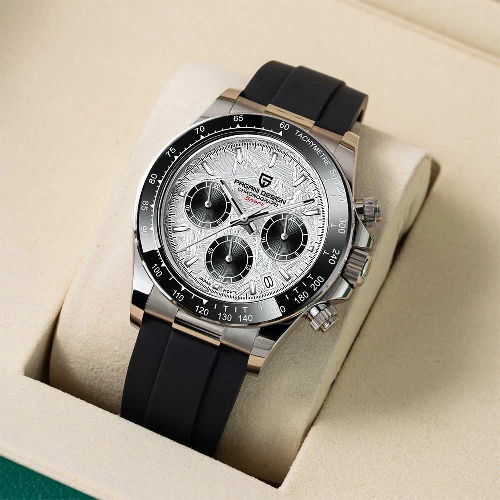 PAGANI DESIGN New Meteorite Dial Men Quartz Wristwatches Top Brand Sapphire Glass Chronograph 100m Waterproof Stainless Watches
PAGANI DESIGN New Meteorite Dial Men Quartz Wristwatches Top Brand Sapphire Glass Chronograph 100m Waterproof Stainless Watches