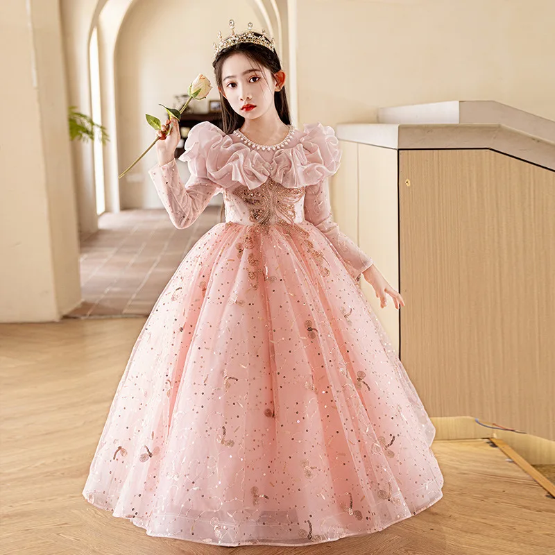 Children's Pink Long Sleeve Evening Dress Spring Style Flower Girl Wedding Dress for Ten-Year-Old Little Girl Big Girl Birthday
Children's Pink Long Sleeve Evening Dress Spring Style Flower Girl Wedding Dress for Ten-Year-Old Little Girl Big Girl Birthday