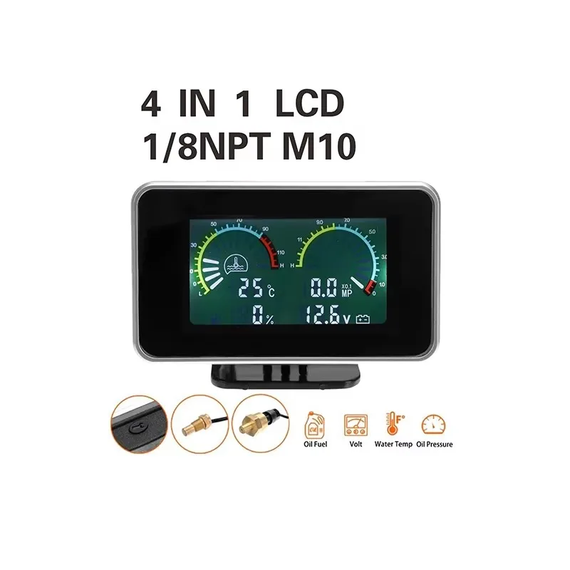 NEW 12v 24v 4in1 LCD Car Digital Gauge Oil Voltage Pressure Fuel Water Temp Meter M10 12V24V NPT 8/1 component
NEW 12v 24v 4in1 LCD Car Digital Gauge Oil Voltage Pressure Fuel Water Temp Meter M10 12V24V NPT 8/1 component