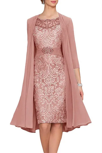 2021 Mother of the Bride Dresses With Chiffon Jacket Lace Satin Sheath Short Knee length Women Cocktail Party Celebrity Gowns
2021 Mother of the Bride Dresses With Chiffon Jacket Lace Satin Sheath Short Knee length Women Cocktail Party Celebrity Gowns