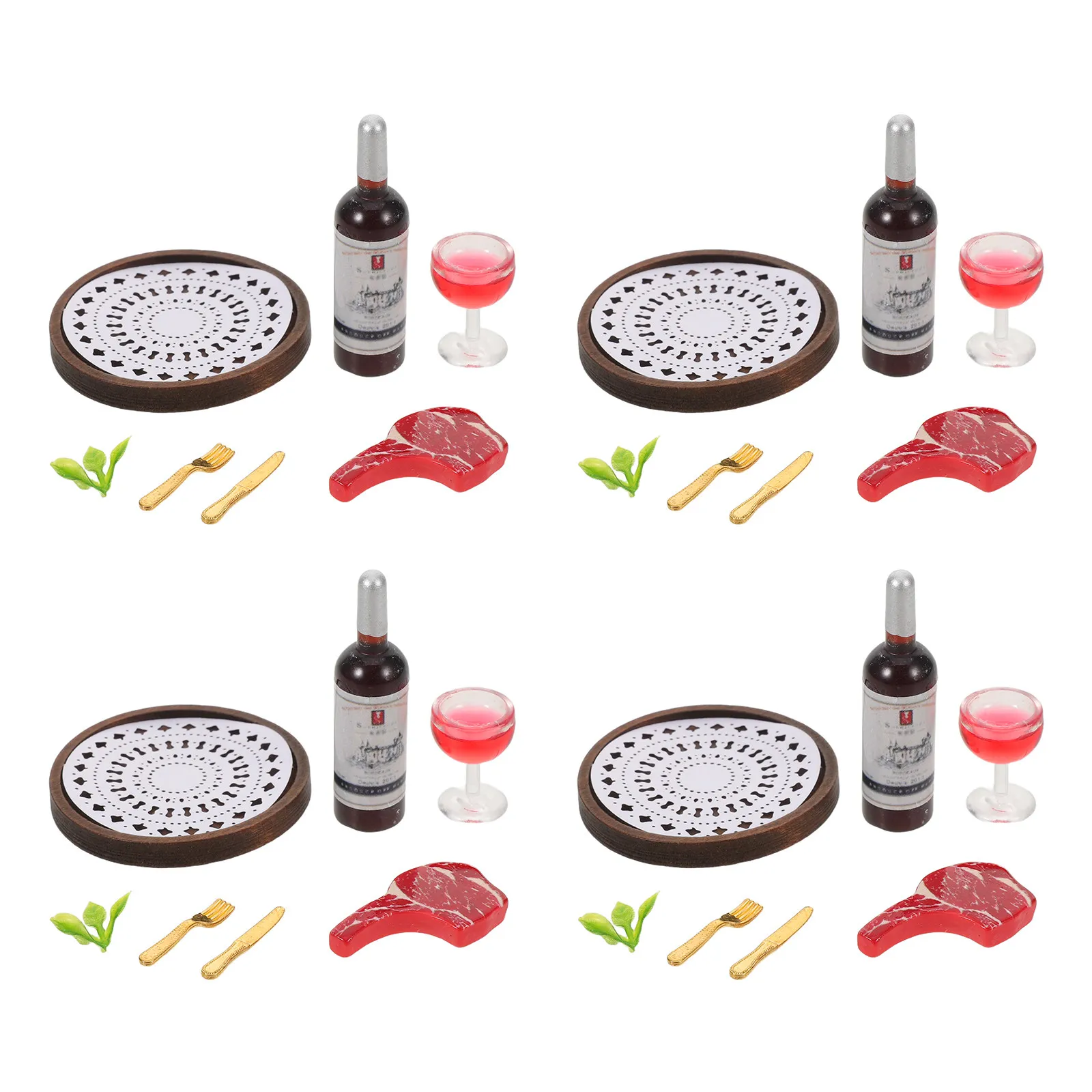 4Sets Miniature Food Dollhouse Simulation Mini Steak Red Wine Scene Decoration Miniature Display Accessory
4Sets Miniature Food Dollhouse Simulation Mini Steak Red Wine Scene Decoration Miniature Display Accessory