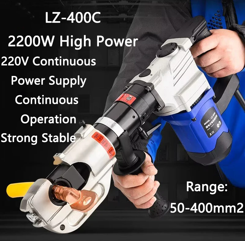 Electric Hydraulic Pliers LZ-400C Handheld Crimping Tool Strong Power Rechargeable Copper Aluminum Terminal Crimping Pliers
Electric Hydraulic Pliers LZ-400C Handheld Crimping Tool Strong Power Rechargeable Copper Aluminum Terminal Crimping Pliers