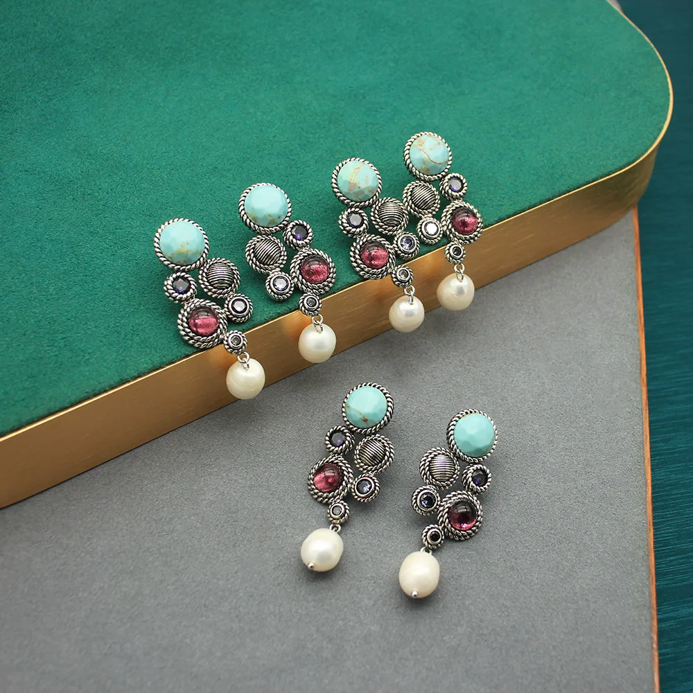 Used Jewelry Sea Grain Stone Earrings Old Silver Craftsmanship Shoulder Earrings
Used Jewelry Sea Grain Stone Earrings Old Silver Craftsmanship Shoulder Earrings