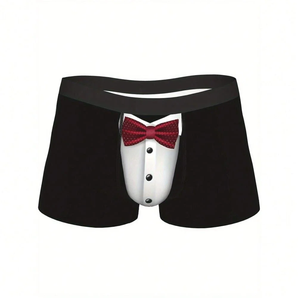 Mens Funny Tuxedo Print Boxer Briefs Black With Red Bow Tie Polyester Stretch Comfortable Underwear
Mens Funny Tuxedo Print Boxer Briefs Black With Red Bow Tie Polyester Stretch Comfortable Underwear