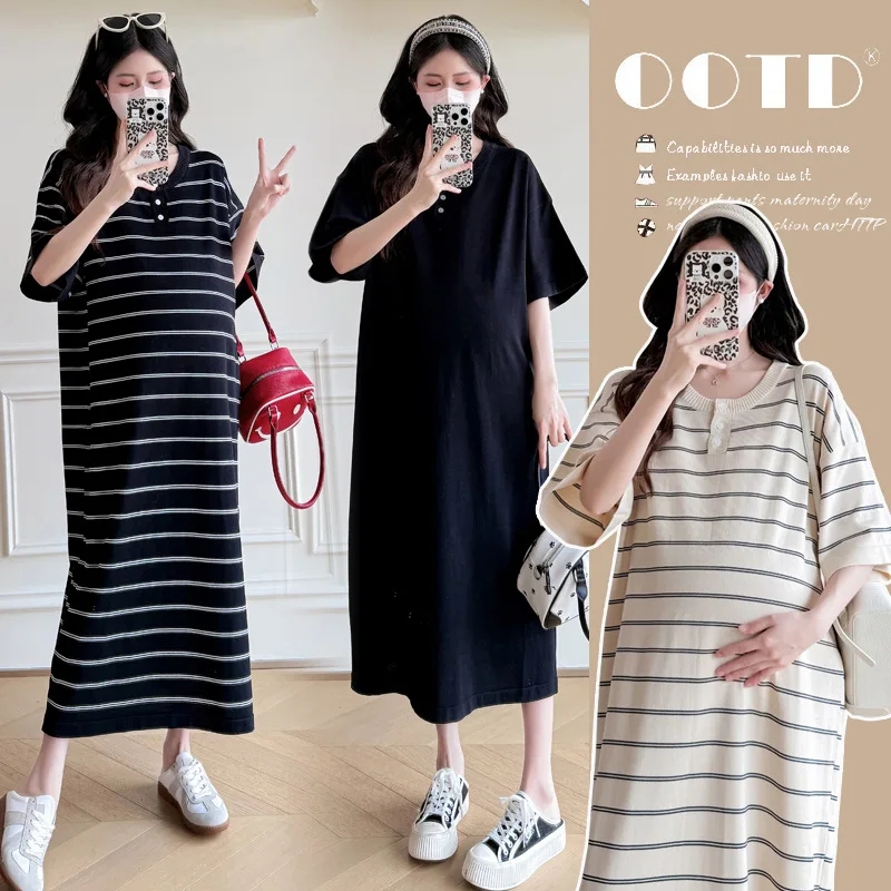Pregnant Women's Clothing 2025 Summer Clothing New Striped Loose Slimming Temperament Long Pregnant Women's Dress
Pregnant Women's Clothing 2025 Summer Clothing New Striped Loose Slimming Temperament Long Pregnant Women's Dress