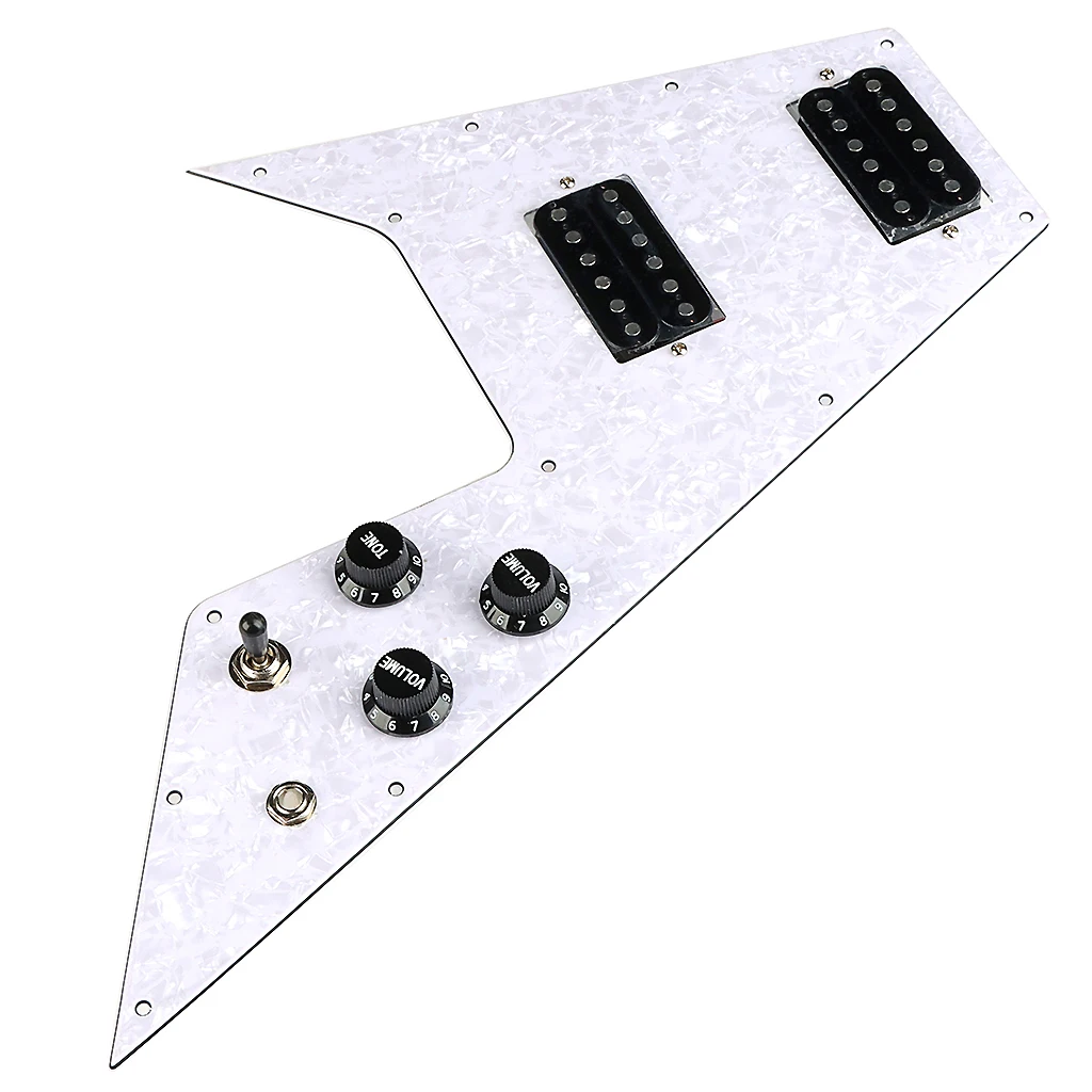 A set of White Guitar 3-Ply Prewired Loaded Pickguard for Flying V Style Guitar Parts & Accessories
A set of White Guitar 3-Ply Prewired Loaded Pickguard for Flying V Style Guitar Parts & Accessories