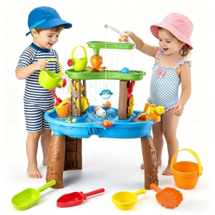 Outdoor toddler water table with fishing game set, BPA-free plastic, blue and yellow, splash pond with rain showers for 3-8 yea
Outdoor toddler water table with fishing game set, BPA-free plastic, blue and yellow, splash pond with rain showers for 3-8 yea