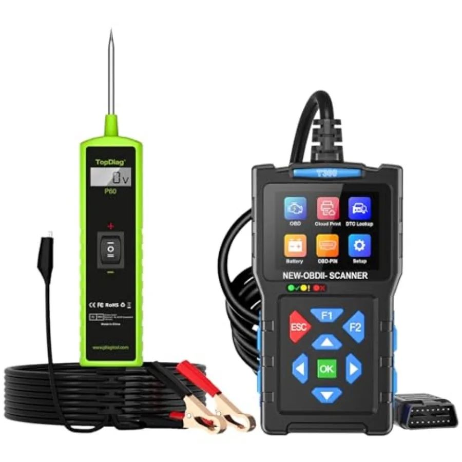 12 Volt Test Light Automotive Circuit Tester P60 and OBD2 Scanner and Battery Tester T300
12 Volt Test Light Automotive Circuit Tester P60 and OBD2 Scanner and Battery Tester T300