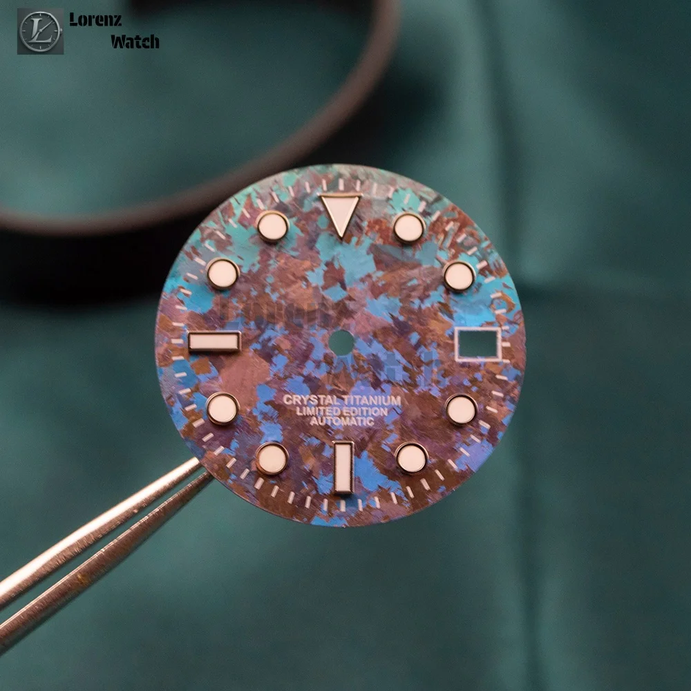 28.5mm Watch Dial Ice Crystal Titanium Dial Blue Luminous Watch Dial Custom Logo for NH35 Movement Mod Watch Accessories
28.5mm Watch Dial Ice Crystal Titanium Dial Blue Luminous Watch Dial Custom Logo for NH35 Movement Mod Watch Accessories